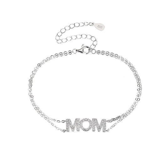 צמיד MOM עדין | כסף אמיתי 925 משובץ זרקונים